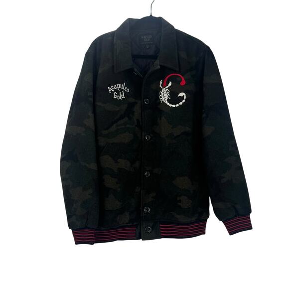 Acapulco Gold Men's Camouflage Wool Bomber Jacket Long Sleeve Green Size XL NWOT - Picture 3 of 8